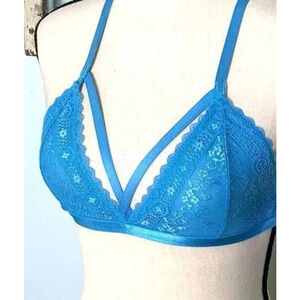 Anemone Blue lace t back bra bralette S M L